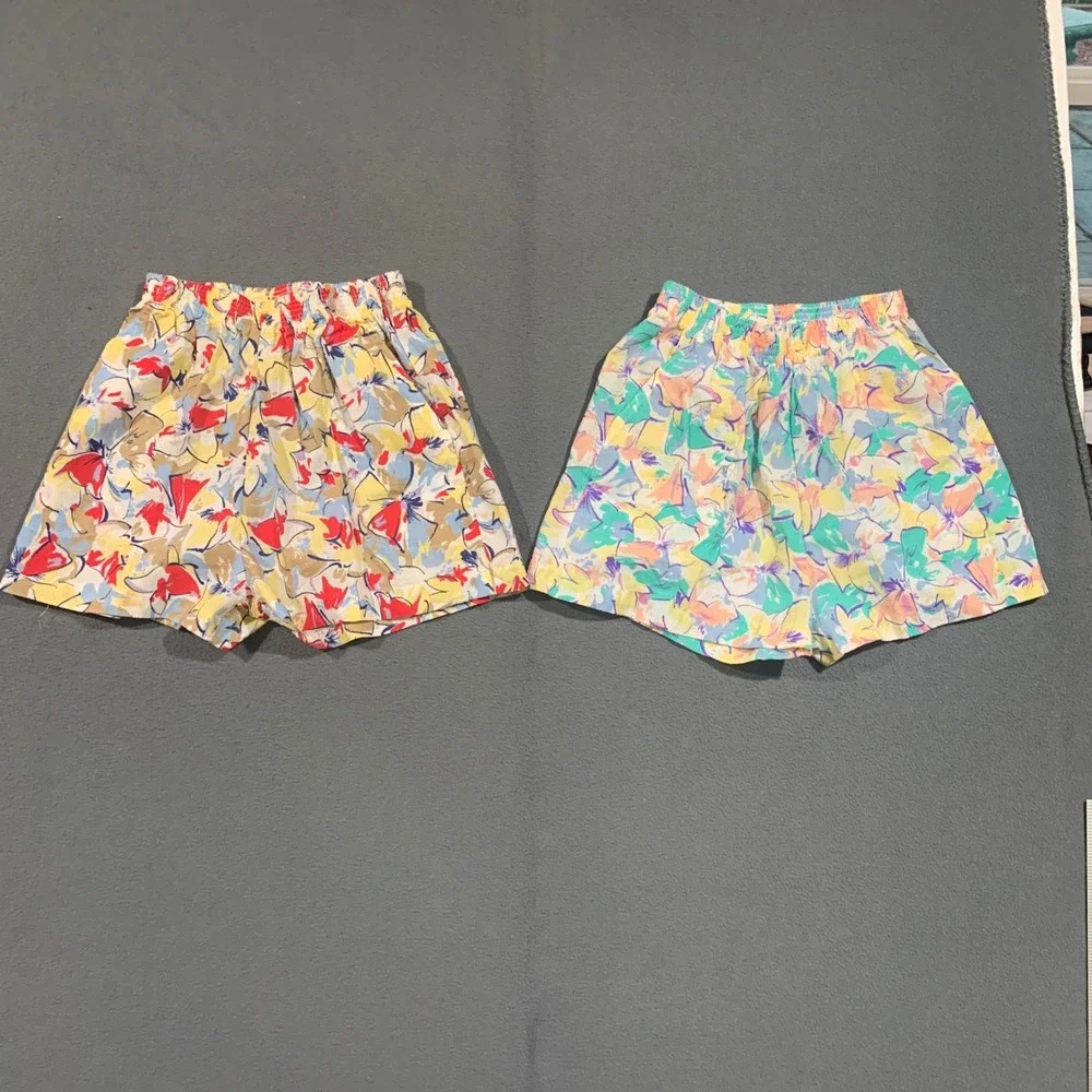 The‎ Season Ticket Vintage Girls Floral Shorts Set High Waist Long Grandma 10/12